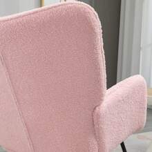 HOMCOM Wingback Rocking Chair For Nursing, Berber Fleece Nursery Glider Rocker, Modern Armchair For Living Room, Pink - Pink - View 8