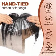 360° Clip-On Air Bangs Hair Extensions, Suitable For Women With Sideburns, 3 Secure Clips, Full Bangs - S613 - View 6