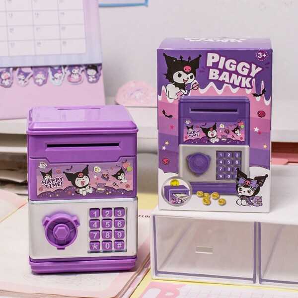 Sanrio 1pc Sanrio Mini Password Penny Bank, Dreamy Creative Personalized Coin And Banknote Jar, Cartoon Cute Curly Melody Self-Conscious Password Lock Penny Bank