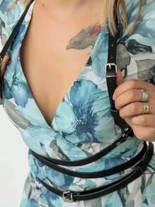 Punk Style Waist Belt Harness Top For Women, Adjustable Elastic Woman Suspender Braces