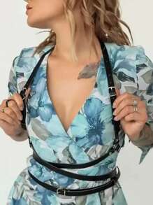 Punk Style Waist Belt Harness Top For Women, Adjustable Elastic Woman Suspender Braces