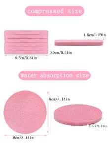120个压缩洁面海绵，美容师适用，压缩化妆海绵，圆形洗脸海绵，压缩去角质卸妆海绵（粉色），情人节礼物，圣诞节礼物 - 彩色 - 查看 9