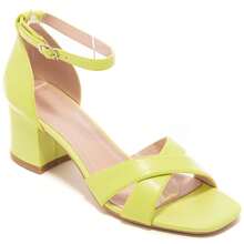 Casual Fashion Solid Color Versatile Open Toe Chunky Heel Women Sandals - Yellow - View 2
