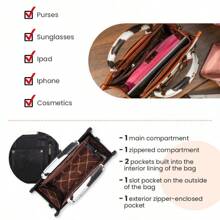 Concealed Carry Moo Moo Cow Print Tote Handbag - Large Capacity Tote With Zipper For Phones, Cosmetics, Keys, Purses - Rose Gold - View 4