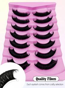 7 对 D 卷睫毛 浓密卷翘 戏剧性浓密假睫毛 蓬松效果 俄罗斯条状睫毛延长 自然纤细睫毛 条状睫毛、睫毛、睫毛、假睫毛 - 濃密款 - 查看 3