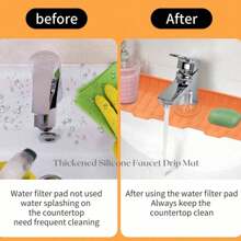 1PC Home Silicone Faucet Drain Mat, Foldable, Kitchen Bathroom Faucet Quick Dry Kitchen Sink Splash Guard Silicone Faucet Drip Mat, Kitchen And Bathroom Sink Countertop Protector - Multicolor - View 8