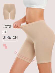 1pc Women's High Waist Comfortable Sports Yoga Shorts, High Elasticity Smooth Triangle Shorts, Fitness Workout Shorts - Apricot - View 12