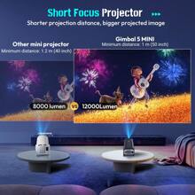 2025 Mini Projector 1080P FHD 4K Support Smart Portable Projector With WiFi And Bluetooth 180° Adjustable Auto Keystone Miracast Airplay TV Stick/USB/PS5/Laptop, With HD Cable - Projector and 60-inch Screen - View 8