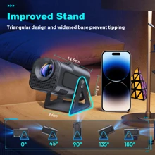 2025 Mini Projector 1080P FHD 4K Support Smart Portable Projector With WiFi And Bluetooth 180° Adjustable Auto Keystone Miracast Airplay TV Stick/USB/PS5/Laptop, With HD Cable - Projector and 60-inch Screen - View 4