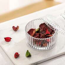 1 Pc European Style Lidded Crystal Storage Jar, Candy Jar, Sugar Bowl, Snack Jar, Creative Glass Candy Container, For Kitchen And Home Use