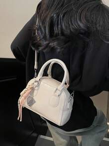 女士迷你复古单肩包/斜挎包/手提包，百搭时尚工作包 - 白色 - 查看 3