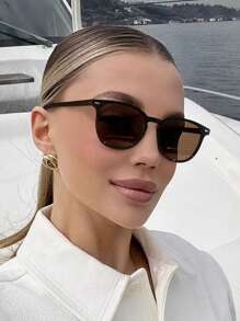 1/2/3 piezas Gafas de mujer con montura cuadrada casual de acrílico de moda en color negro, adecuadas para vacaciones, salidas y atuendos diarios, también para verano, playa, al aire libre y viajes