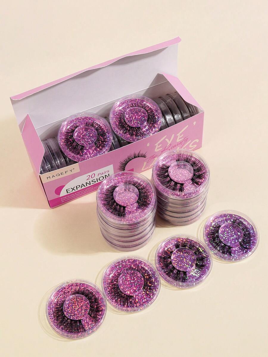 MAGEFY 20Pairs CC Curl Manga Cross Full Mixed Style False Eyelashes,Mix Four Styles,With Paper Box Cat-Eye Fluffy Wispy Soft Lashes Fake Eyelashes False Eyelashes Strip,Natural Soft Eyelash Crisscross Wispy Fluffy Lashes,Naturally Slender, Curled And Enlarged Eyes,For Women To Use Travel, Party ,Chrismas,Gifts For Women - màu đen - Xem 1