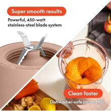 Bella 10 Speed Countertop Blender, Juicer & Smoothie Maker, Fits-Anywhere™ Kitchenware, Slim Flip & Store Design, Dishwasher Safe 48oz Capacity Pitcher & Lid, Stainless Steel Blade, 450 Watt, Surf - Hoa - Xem 4