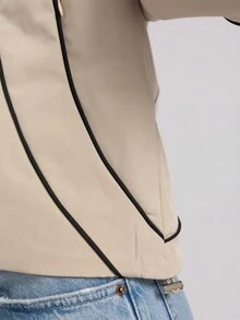 Women's Line Splice Long Sleeve Front Zipper Simple Casual Jacket