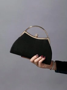 1 Stück mit Strass verzierte, glamouröse, elegante und exquisite Metall-Abendtasche, geeignet für Frauen-Partys, Hochzeiten, Bankette, Abendtasche für Party-Mädchen, Frau, perfekt für Party, Hochzeit, Abschlussball, Dinner/Bankett, als Geschenk für Frauen - Schwarz - Übersicht 5