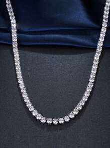 Dyyc Hiphop Ins 风格时尚闪亮网球链项链，男女通用锁骨链，单面闪亮