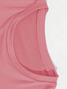 Letter Printed T-Shirt, Short Sleeved Round Neck Summer And Spring Casual Top, Women's Top