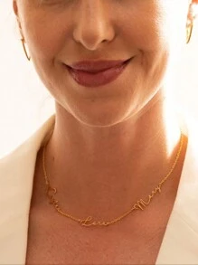 个性化，个性化多名字项链，定制家庭项链，送给妈妈的礼物，带有孩子名字的珠宝，送给她的个性化礼物，送给妻子的情人节礼物 - 彩色 - 查看 5