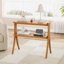 Tribesigns Farmhouse End Table With 2-Tier Storage Shelf And Solid Wood Legs, Slim Modern Bedside Table Nightstand For Bedroom, Small Spaces, Entryway, Walnut - màu nâu - Xem 7