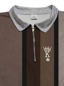 Summer Plus Size Men's Casual 3D Print 2pcs Set, Short Sleeve Polo T-Shirt And Shorts