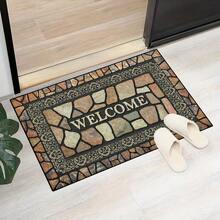 Stone Pattern Welcome Doormat Anti-Slip Floor Mat Indoor And Outdoor Entrance Carpet Home Decoration