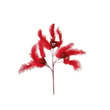 Ramitas de imitación de amor para el Día de San Valentín, ramitas de cuentas con cara de plumas rosas individuales, arreglo de escena del Día de San Valentín, rama de flores - Rojo - Ver 1