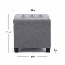 Ottoman Cube en Lin avec Coffre de Rangement, Pouf, Tabouret, avec siège/Couvercle rembourré Amovible, pour Salon, Coiffeuse, Chambre, Entrée - 45 x 45 x 41 cm - Gris Argenté