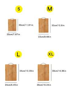 1pc Natural Bamboo Cutting Board, Rectangular Wooden Chopping Board For Kitchen, Home & Hotel Use, Size S/M/L/XL