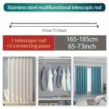 LOMILD 1 pièce LOMILD Tringles à rideaux rétractables en acier inoxydable, longueur réglable de 165 cm à 225 cm, tringles rétractables en acier inoxydable, tringles à rideaux sans perçage pour la maison, tringles pour séchage de vêtements dans la chambre et le dressing, tringles multifonctionnelles pour séchage de vêtements sur le balcon