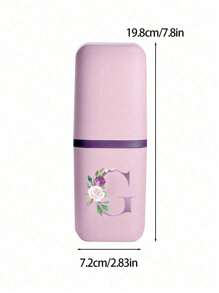 一套便携式旅行牙刷盒，字母系列印花，包含带盖漱口杯、牙膏牙刷收纳盒，浴室配件，户外旅行牙刷牙膏收纳盒，防尘整理盒，旅行必备，返校用品 - 粉色 - 查看 8