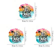 1pc/2pcs/3pcs Mixed Color Vinyl Hot Print Transfer For DIY T-Shirts, Sweatshirts, Women's Wear - "Better Life At The Beach" Graphic Heat Transfer Stickers - Easy To Stick Decals For Clothing Decoration