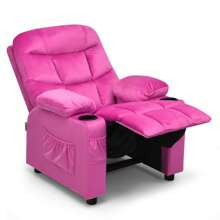 Kids Recliner Chair Velvet Adjustable Sofa Chair Gaming Lounge Chair - 粉色 - 查看 8
