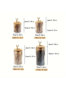 1 pieza Tarros y latas de alimentos, lata de almacenamiento de café de vidrio, lata de té ámbar sellada, tarro para leche en polvo azúcar, recipiente de almacenamiento de cocina, decoración del hogar, para granos, diversos y granos de café, artículos de cocina