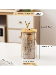 1 pieza Tarros y latas de alimentos, lata de almacenamiento de café de vidrio, lata de té ámbar sellada, tarro para leche en polvo azúcar, recipiente de almacenamiento de cocina, decoración del hogar, para granos, diversos y granos de café, artículos de cocina