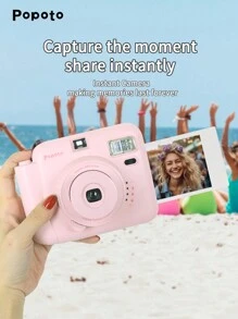 新产品套装组合 Popoto 即时相机照相机适用于 Mini11/12 胶卷、装饰贴纸、布袋、相册和自拍镜头配件生日/户外/派对/婚礼情人节礼物送给女朋友，三种相机颜色可供选择（不包括电池和胶卷） - 粉色 - 查看 9