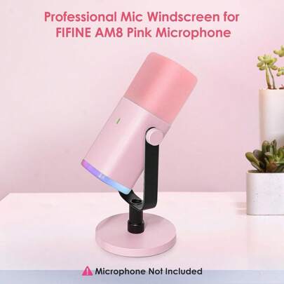  YOUSHARES Pop Filter & Foam Cover For Fifine AM8 Mic, Dual-Layer Windscreen Improves Sound Quality (Pink)