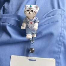 1 件可爱护士跑猫伸缩徽章卷轴夹，亚克力 PMMA 材质，护士身份证夹，护理姓名标签，学生，医生，注册护士，执业护士 - 带夹子的卷轴标签卡夹，工作护士配件，学校用品，返校 - 白色 - 查看 14