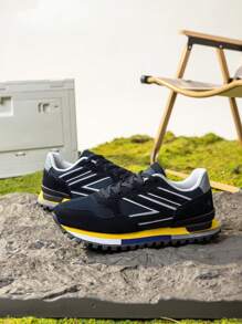 Men's Casual Shoes, Yellow Anti-Slip Breathable Formal Low-Top Casual Sports Shoes, Gray Minimalist Fashion Sports Shoes, Tennis Shoes, Rubber Shoes