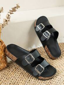 女士舒适复古露趾拖鞋 - 透气、防滑、PVC 鞋底、带扣带、舒适步行鞋 - 适合室内和室外使用