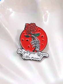 1 件朋克骷髅红玫瑰珐琅别针猫舌尖小老鼠胸针翻领徽章哥特式装饰珠宝礼物送给朋友 - 彩色 - 查看 5