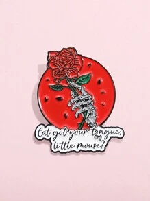 1 件朋克骷髅红玫瑰珐琅别针猫舌尖小老鼠胸针翻领徽章哥特式装饰珠宝礼物送给朋友 - 彩色 - 查看 2