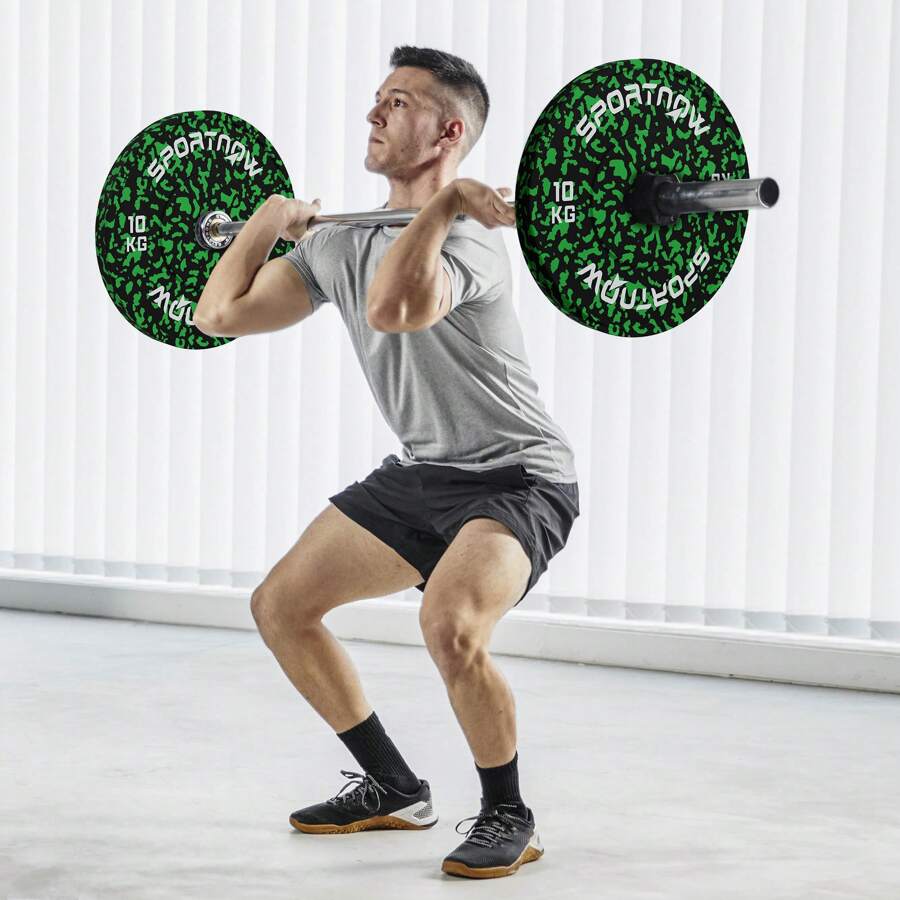 SPORTNOW Weight Plates Set, Solid Rubber Bumper Plates Weights Discs With 2"/5cm Holes, For Home Gym Weight Lifting Strength Training, 2 X 10kg - Green - View 1