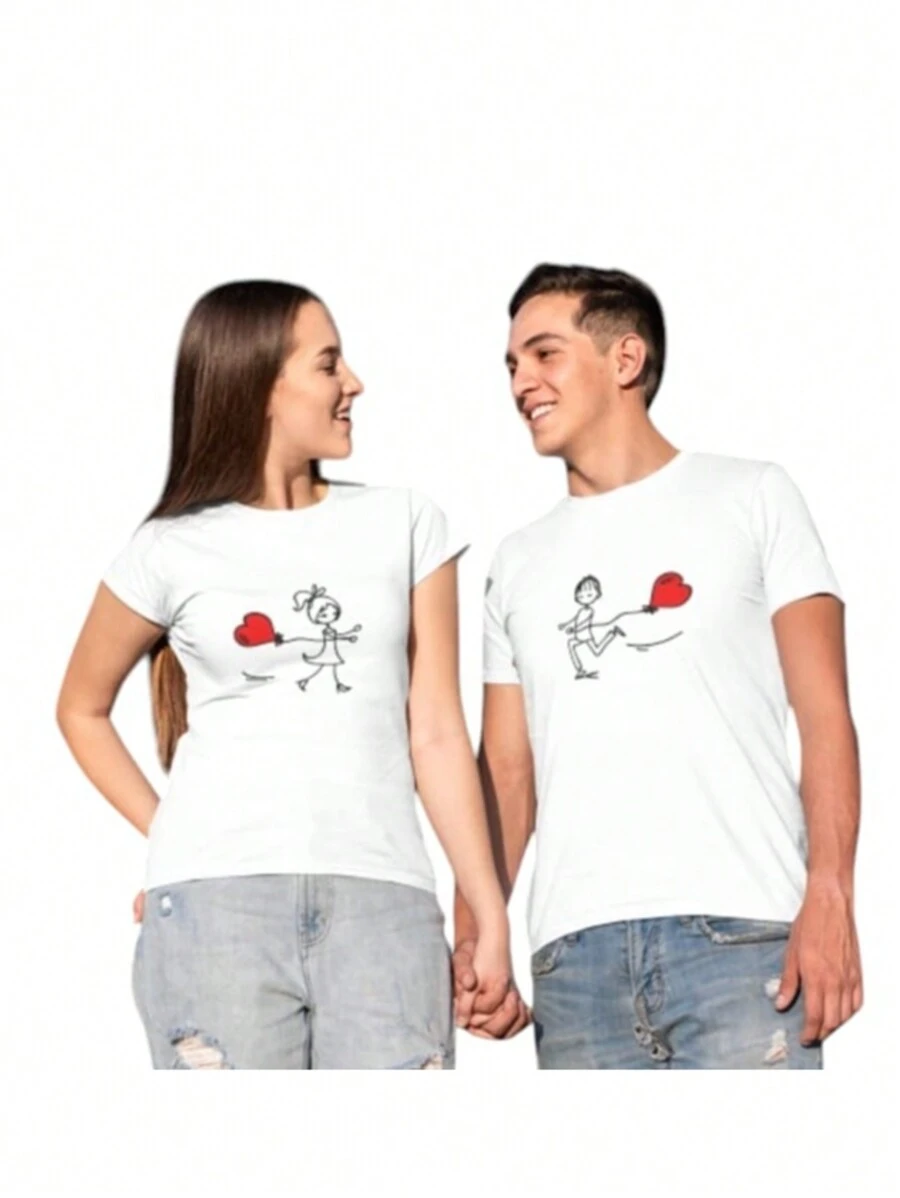 Duo de Playeras Para Parejas - Azul lavado medio - Ver 1