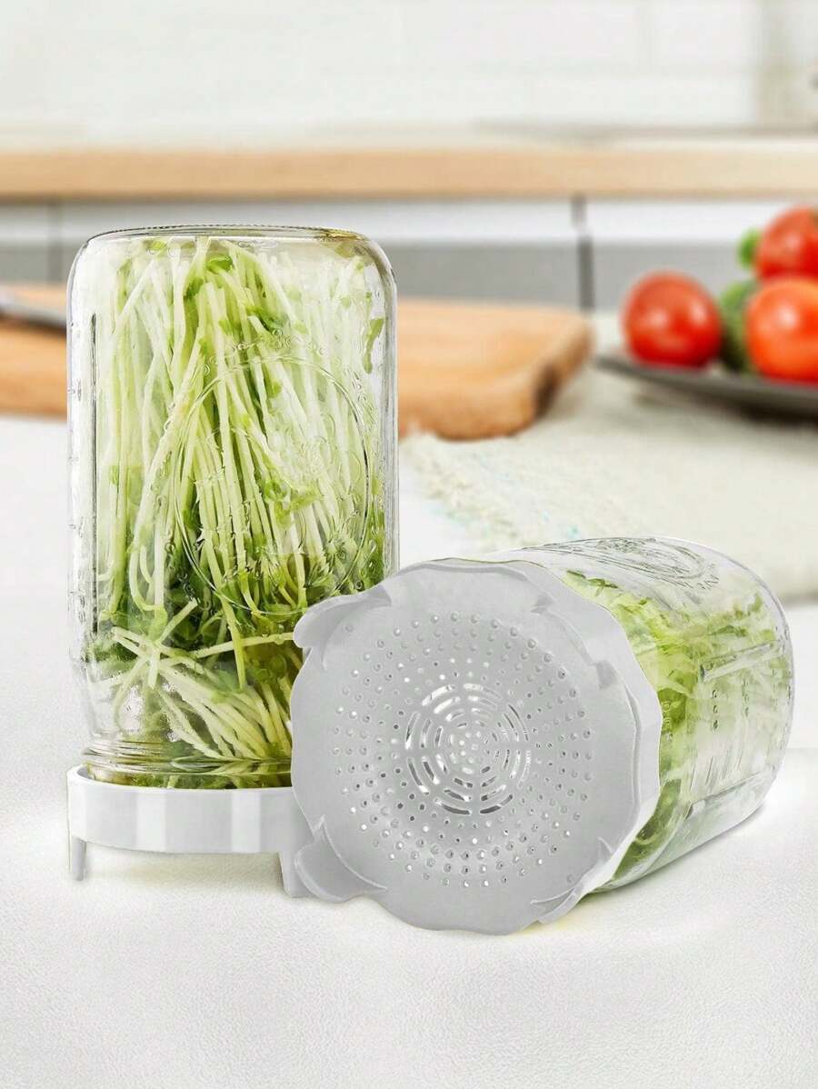 1pc ABS Sprouting Jar, Clear Sprouting Bottle For Growing Bean sprout - Dark Green - View 1