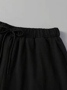 Men's Casual Daily Life Soft And Comfortable Suit, Autumn And Winter ,All-Match Simple Paris Pattern Printing, Black Round Neck Pullover Long Sleeve Sweatshirt Narrow Leg Pants Sweatpants Sweatshirt Suit 2 Pieces Set