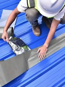 2m Long Waterproof Tape/Sealant Tape With Waterproofing, Anti-Rust Renovation, Anti-Corrosion Functions, Suitable For Corrugated Roofing, Metal Roofing, Containers, Self-Adhesive, Can Be Cut, Peel Off Protective Film And Apply Easily, Simple To Use
