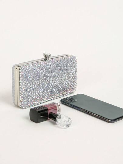 Luxury Crystal Rhinestone Evening Clutch, Suitable For Carnival, Shiny Wedding Dresses And Other Occasions, Charming, Elegant And Exquisite Square Crystal Decorated Evening Bag, Suitable For Parties, Banquets, Balls, A Perfect Gift For Women. This Shiny Clasp Evening Wallet Is Suitable For Carnival, Weddings, Parties And Balls.