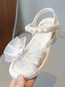 1 Pair Cartoon Rhinestone Princess Sandals For Girls, Toddler To Little Kid Open-Toe Summer Beach Shoes, Soft Sole, 2025 New