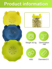 1pc ABS Sprouting Jar, Clear Sprouting Bottle For Growing Bean sprout - Dark Green - View 4